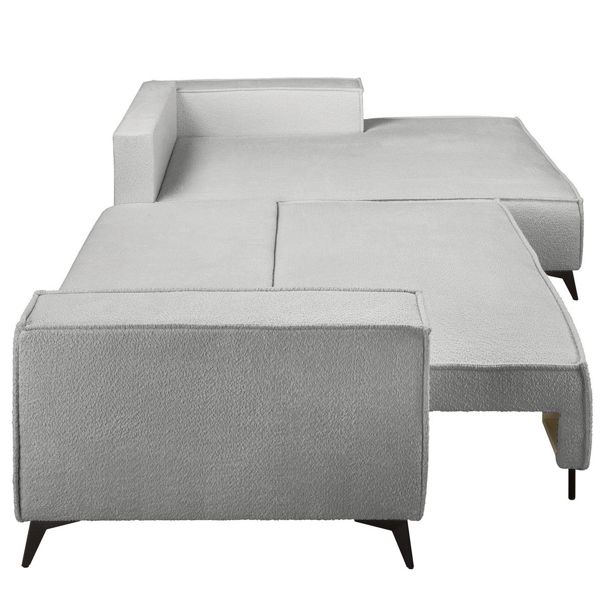 ECKSOFA mit Schlaffunktion - Schwarz/Grau, Textil (294/185cm) - home24