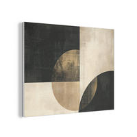 AKUSTIKPANEEL Abstrakt - Geometrische Formen - Schwarz - Gold 80x60 cm - Ecru, Textil (80/0.9/60cm) - MuchoWow