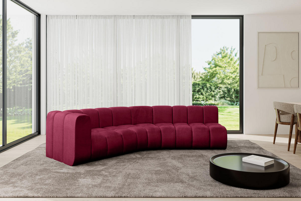 ECKSOFA modulares Sofa Karex-L1 - 308x194x70 cm Bordeauxrot - Bordeaux, Holzwerkstoff/Textil (308/194cm) - ALTDECOR