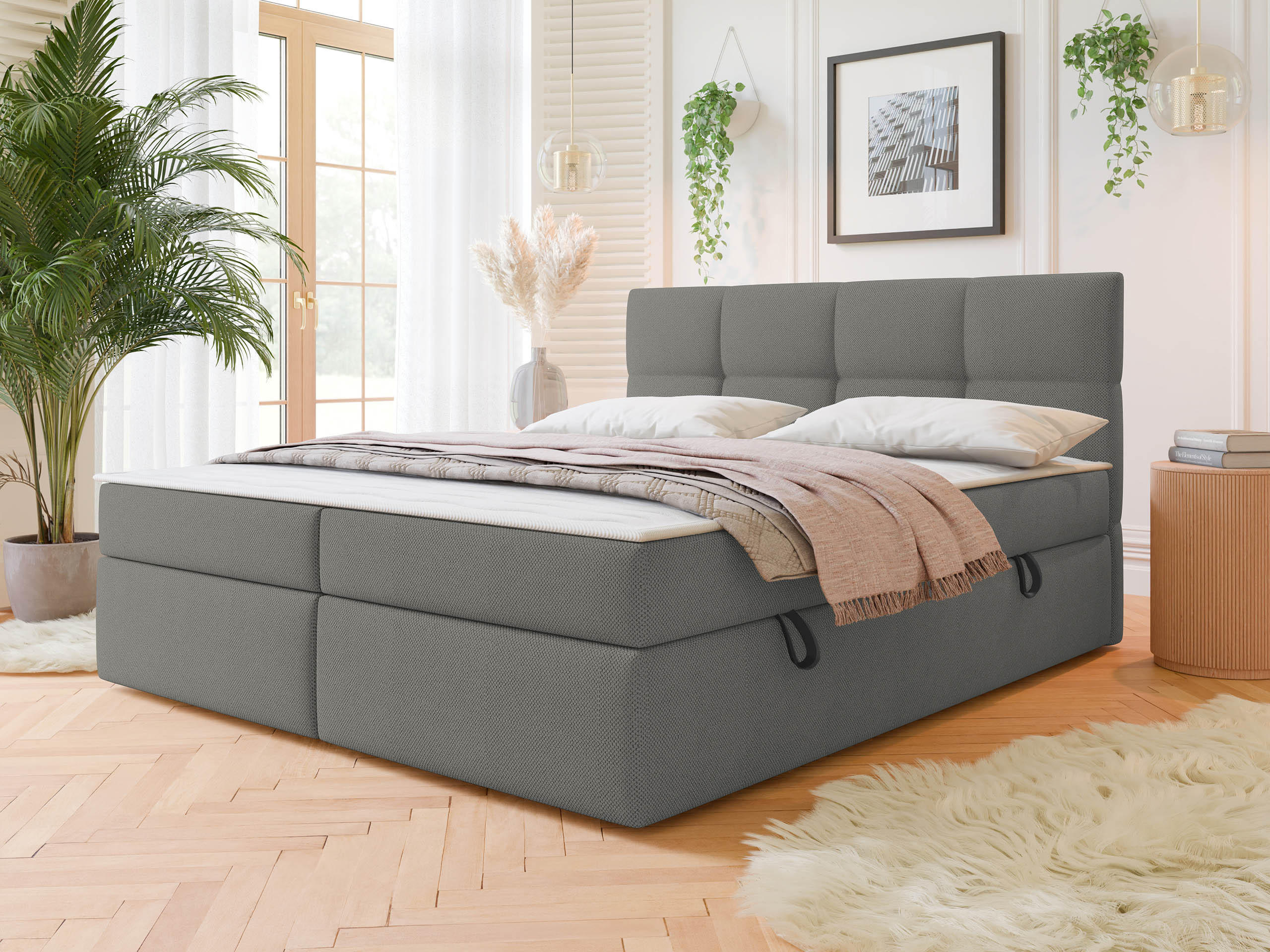 BOXBETT Figaro - Schwarz/Grau, Holz/Textil (160/200cm) - MIRJAN24