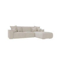 ECKSOFA GUSTO Cordstoff Greige Rechts inkl. Schlaffunktion - Chromfarben/Greige, Kunststoff/Textil (295/194cm) - 99rooms