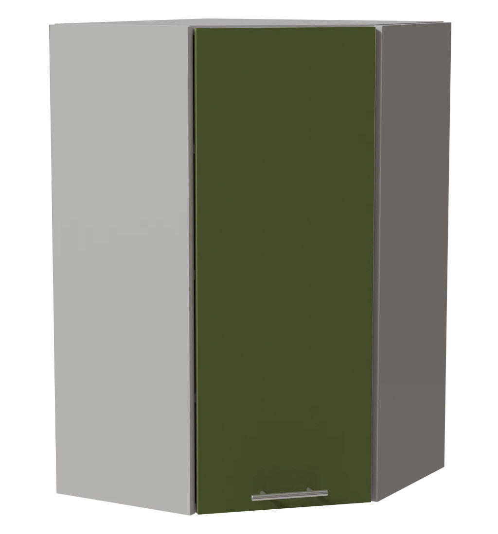 ECKHÄNGESCHRANK Brerra RAL 6025 farngrün Matt / Grau Matt 60 / 60 / 96cm - Grau/Grün, Holz/Holzwerkstoff (60/96/60cm) - Feldmann-Wohnen