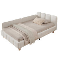 KINDERBETT mit Rausfallschutz 90x200 cm Samt Beige - Beige, Holz (90/200cm) - Meubliv