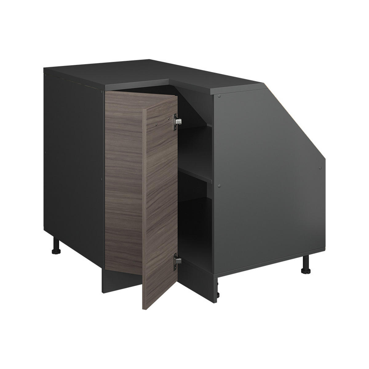 KOTNI KUHINJSKI ORMAR ZA KOSINE KROVA R-Line Plemenita Siva 75.6 cm s 1 vratima, korpus ormarića dubine 60 cm - siva/antracit, drvni materijal (75.6/83.8/60cm) - Vicco