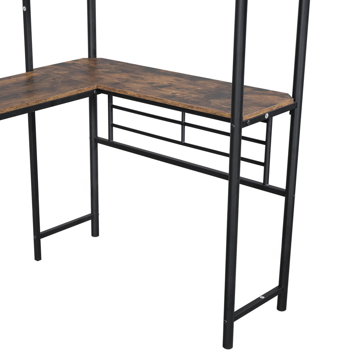 HOCHBETT 90/200 cm in Schwarz – mit Schreibtisch, hohem Rausfallschutz und Treppe - Schwarz, Metall (90/200cm) - BEAOK