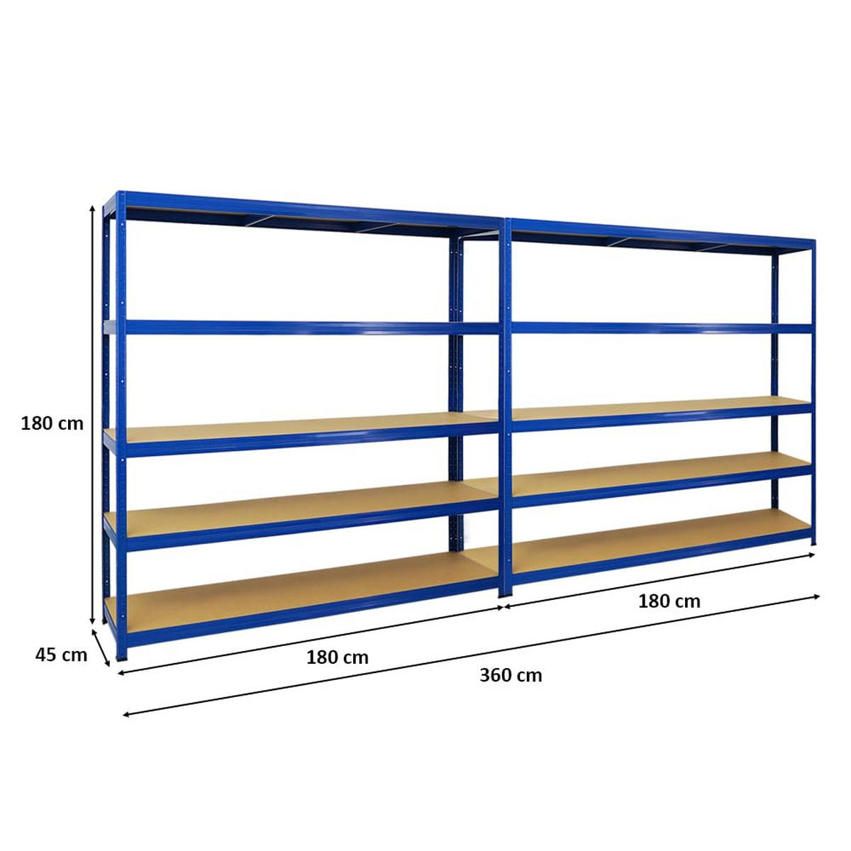 SCHWERLASTREGAL Giant Elephant 2er-Set mit 2x 180x180x45 cm Fachlast 200 kg Blau - Blau, Metall (360/180/45cm) - PROREGAL
