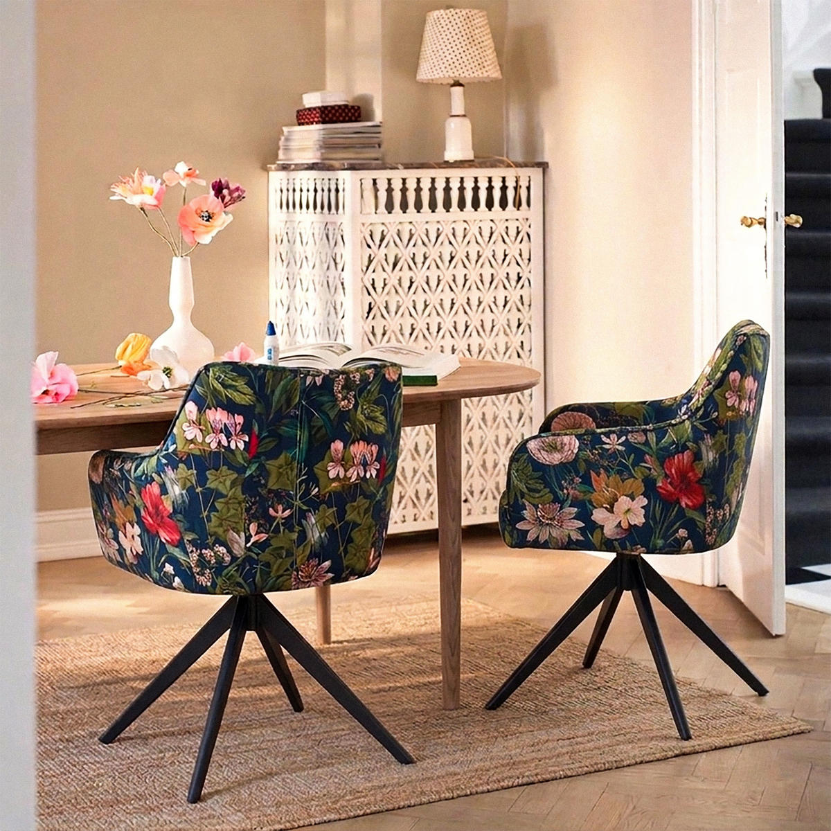 ARMLEHNSTUHL ARVIT - Multicolor/Schwarz, Textil/Metall (58/87/61cm) - B&D Home