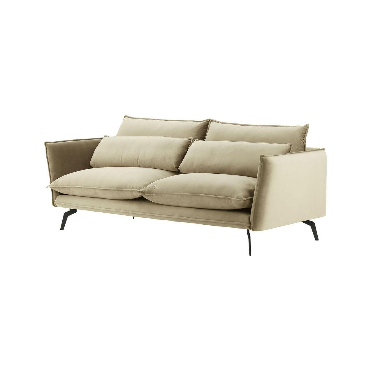 DREISITZER-SOFA Layla-Velluto 3 - Beige, Holz/Textil (237/95/98cm)
