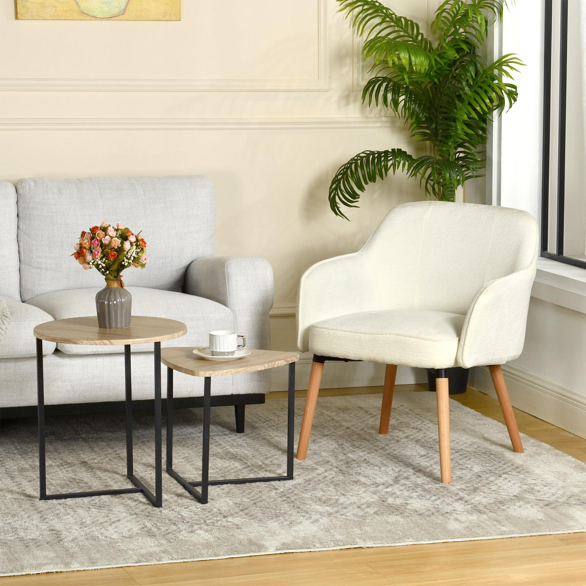 SESSEL in Webstoff, Beige - Beige, Textil/Metall (64/81.5/65.5cm) - Meubles Cosy