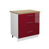 KÜCHENUNTERSCHRANK Fame-Line Bordeaux Hochglanz 80 cm mit 3 Schubladen AP Eiche - Bordeaux/Weiß, Holzwerkstoff (80/82/60cm) - Vicco