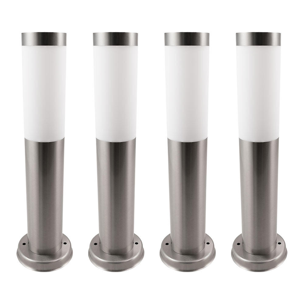LED SOCKELLEUCHTE Edelstahl Silber 4er Set - Silberfarben, Metall (12.5/12.5/45cm)