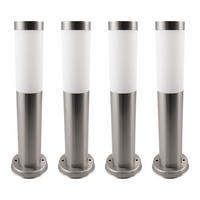 LED SOCKELLEUCHTE Edelstahl Silber 4er Set - Silberfarben, Metall (12.5/12.5/45cm)