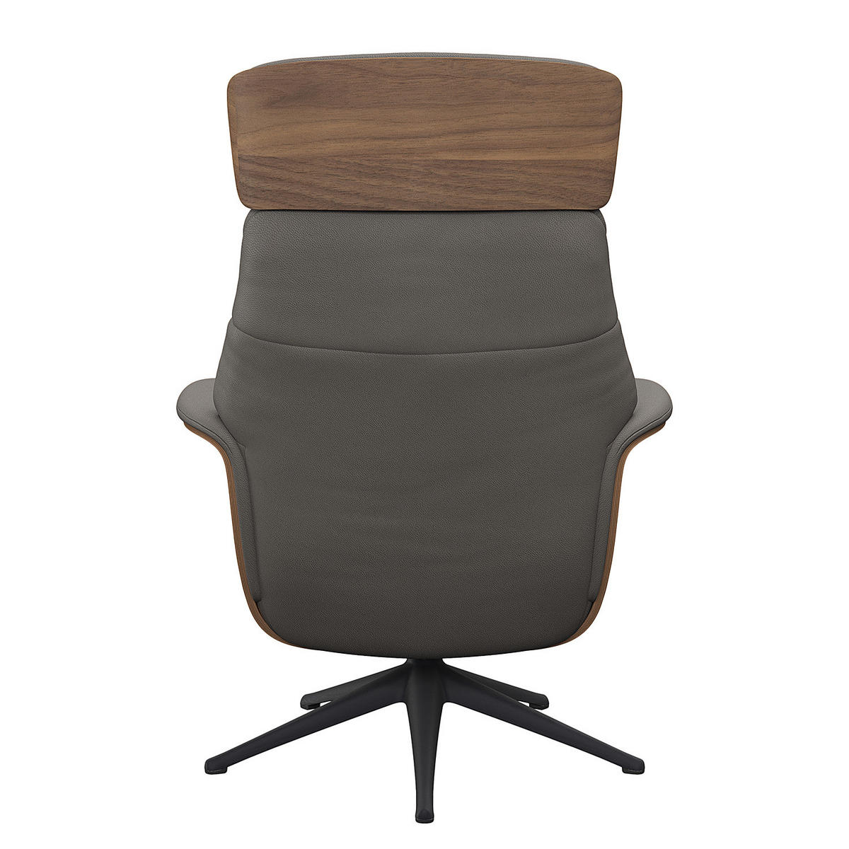 RELAXSESSEL - Echtleder - Schwarz/Grau, Leder/Metall (83/112/83cm) - home24