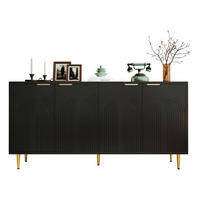 SIDEBOARD 160/40/80 cm in Schwarz mit 4 Türen und verstellbaren Einlegeböden - Schwarz, Holzwerkstoff (160/80/40cm) - Flora Grace