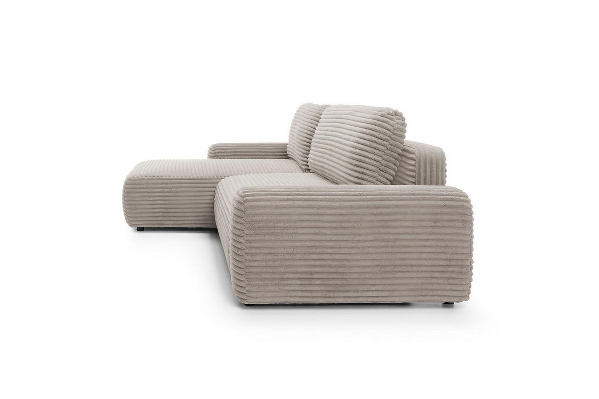 ECKSOFA OSSO Braun Velours-Stoff mit Schlaffunktion - Braun, Holz (264/162cm) - MASSENO