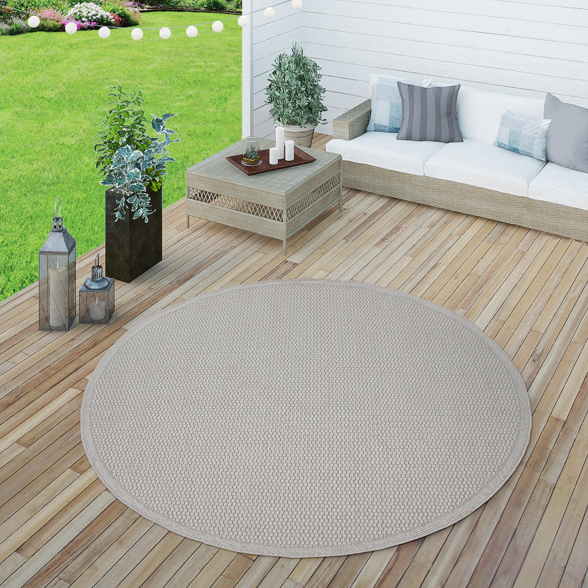 OUTDOORTEPPICH 160/160 cm Timber 125 - Beige, Textil (160/160cm) - Paco Home
