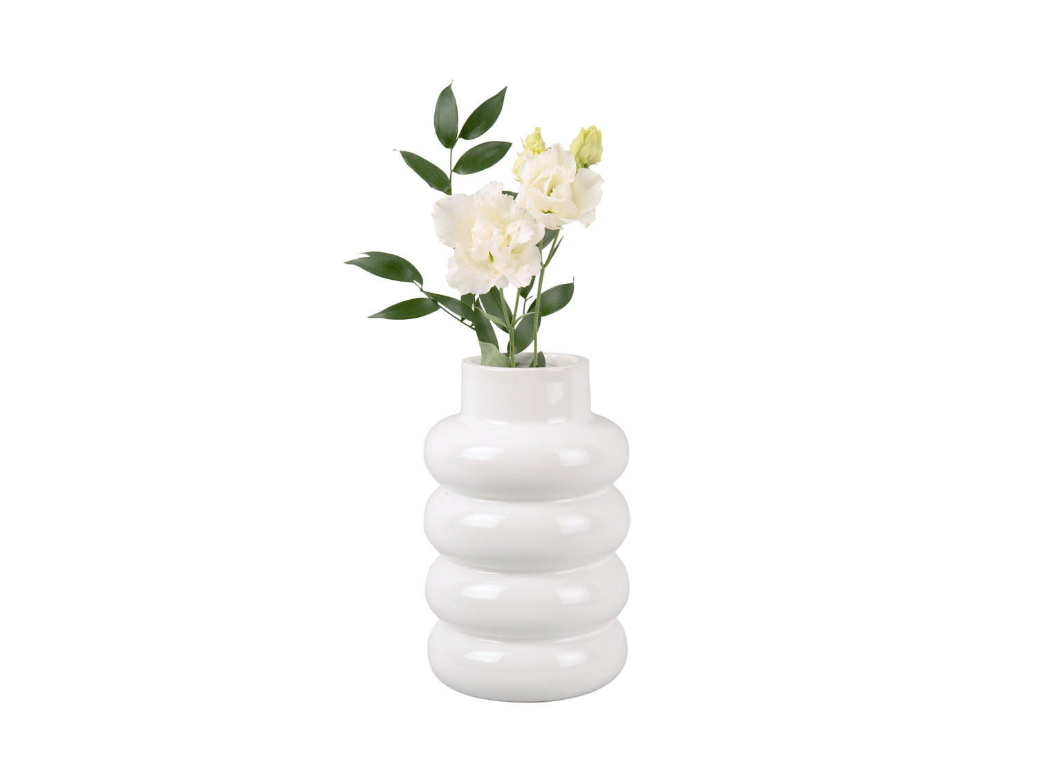 VASE Bobbly Glazed 15/15/24 cm - Weiß, Keramik (24cm) - Present Time