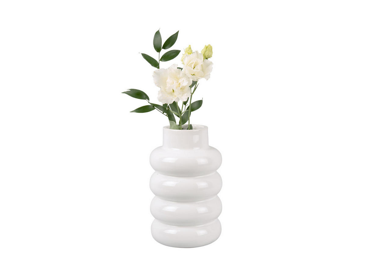 VASE Bobbly Glazed 15/15/24 cm - Weiß, Keramik (24cm) - Present Time