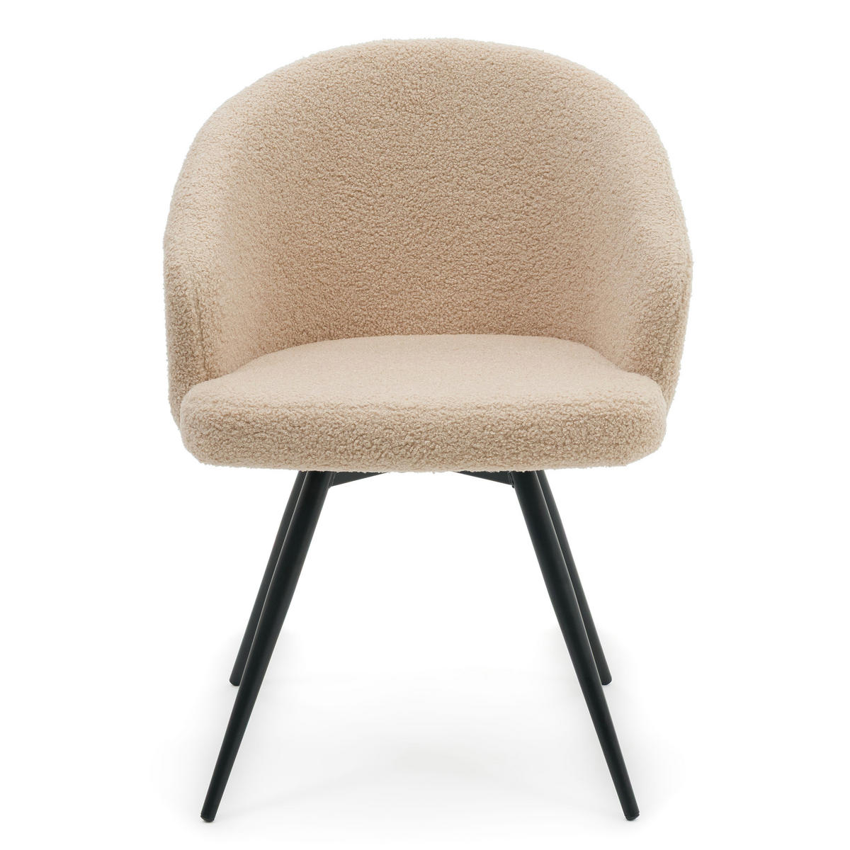 STUHL MODENA drehbar gepolsterter mit Steppung - dunkelbeige - Boucle Teddy - Beige/Schwarz, Textil/Metall (57/80/59cm) - NEW HOME