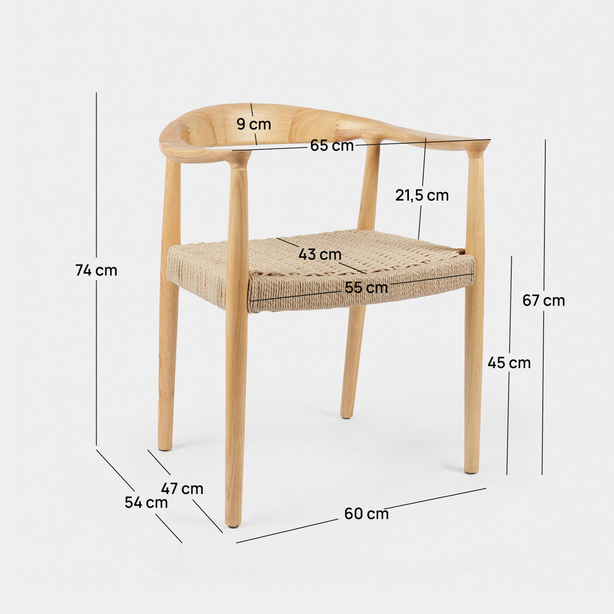 ESSZIMMERSTUHL Thesa Natürlich 65 cm x 74 cm 2er-Set - Naturfarben, Holz (65/74/54cm) - Klast Home