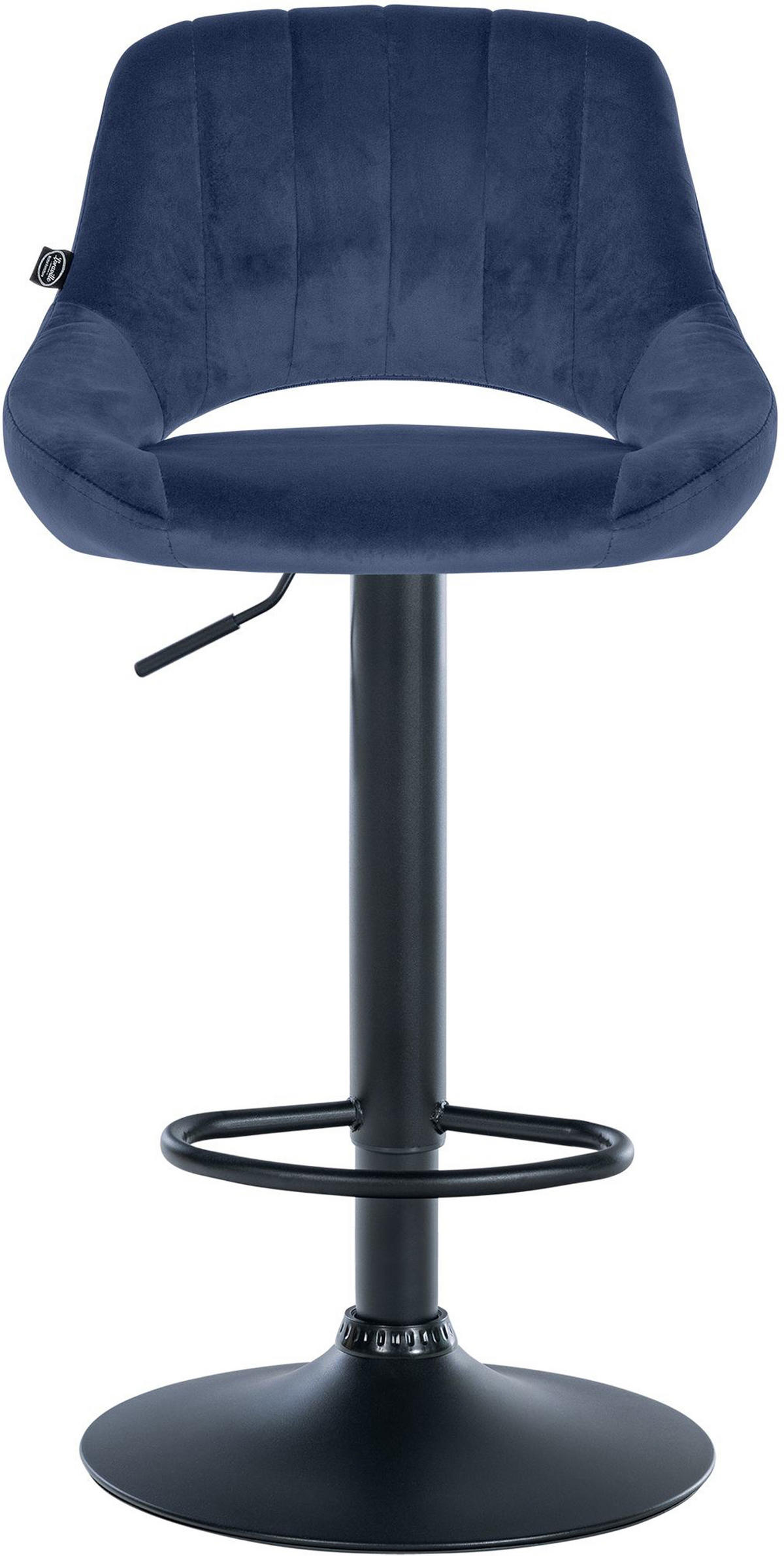 BARHOCKER 2er Set Milos Samt B blau - Blau/Schwarz, Textil/Metall (47/106/48cm) - TPFLiving