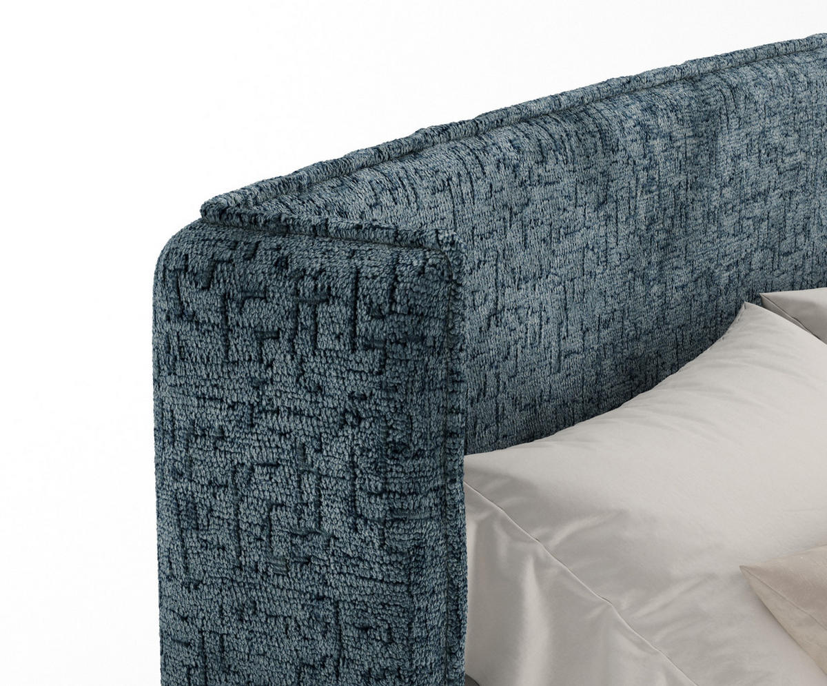 BOXSPRINGBETT Freeland Blau Grau 180/200 cm mit Matratze und Topper - Blaugrau/Schwarz, Holz/Holzwerkstoff (180/200cm) - Maison de Reve