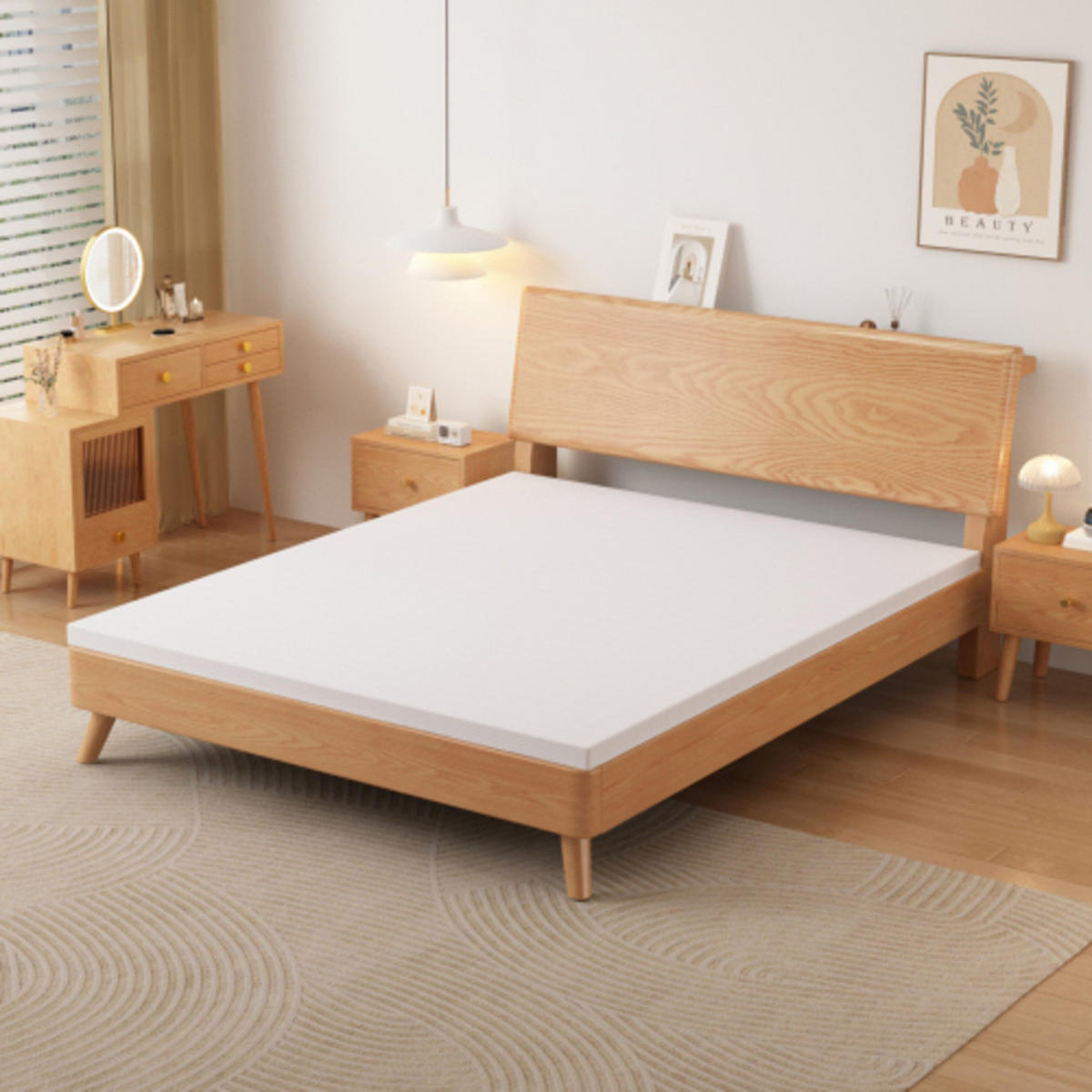 MATRATZE 180×200 cm mit abnehmbarem waschbarem Bezug, 5 cm QX-Schaum Topper, weiß - Weiß, Kunststoff - Luhomfu