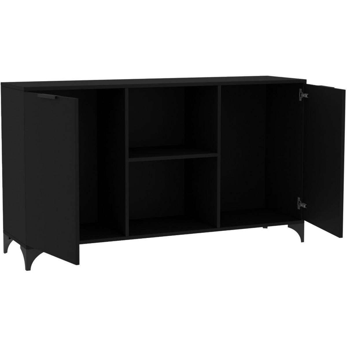 KOMMODE Home mit 2 Türen, mit Griffen, Schwarz - Schwarz, Holzwerkstoff (150/85/40cm) - Beautysofa