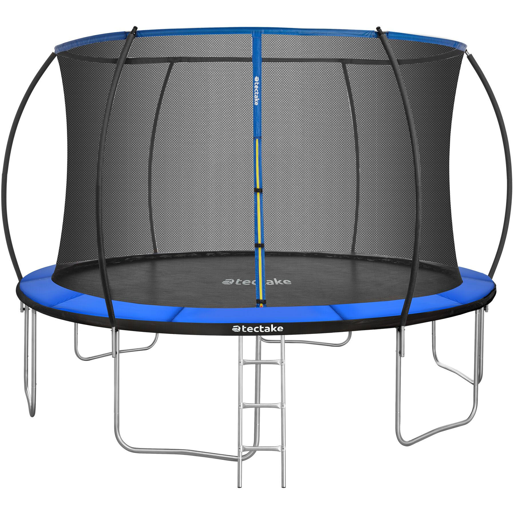 TRAMPOLIN Jumpy,inklusive Einstiegsleiter,schwarz/blau - Blau/Schwarz, Metall (394/275/394cm) - tectake