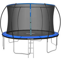TRAMPOLIN Jumpy,inklusive Einstiegsleiter,schwarz/blau - Blau/Schwarz, Metall (394/275/394cm) - tectake