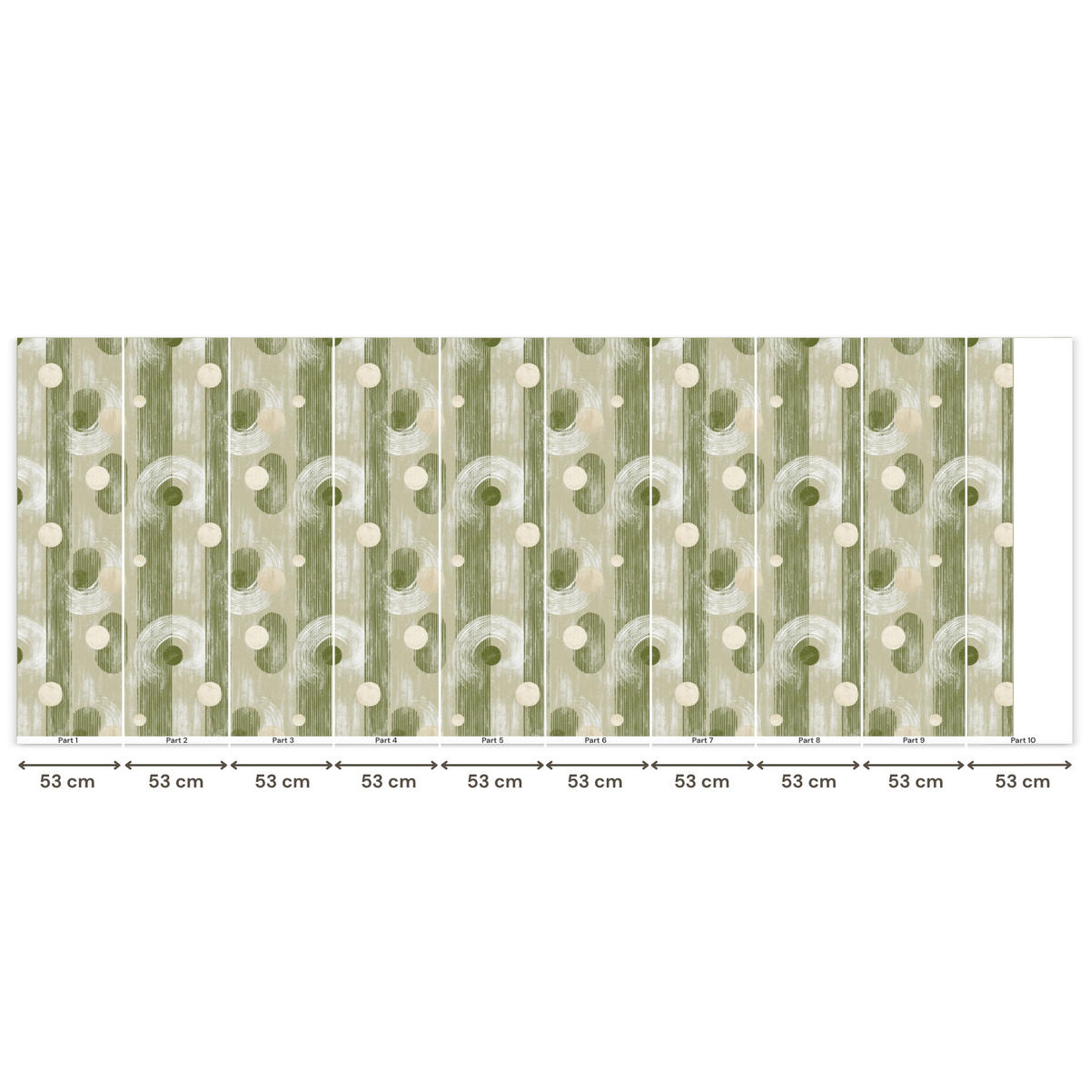 TAPETE - Künstlerisch - Modern - Grün - 500x200 cm - Olivgrün, Papier (500/200cm) - OnlyWow