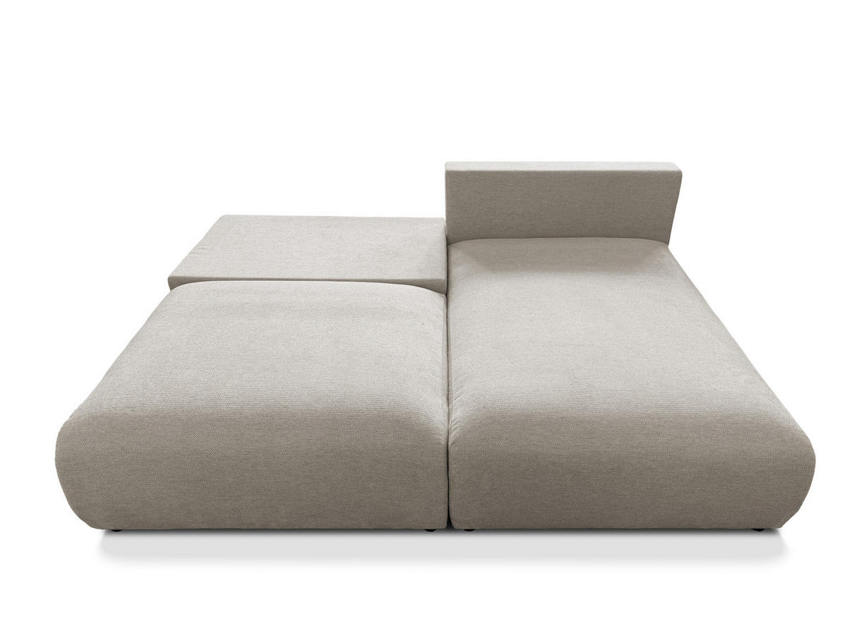 ECKSOFA Sora mit Schlaffunktion, Bettkasten und extra tiefer Komfortzone aus hochwertigem Taupe Strukturstoff - Taupe/Schwarz, Holz/Kunststoff (200/140cm) - S-Style