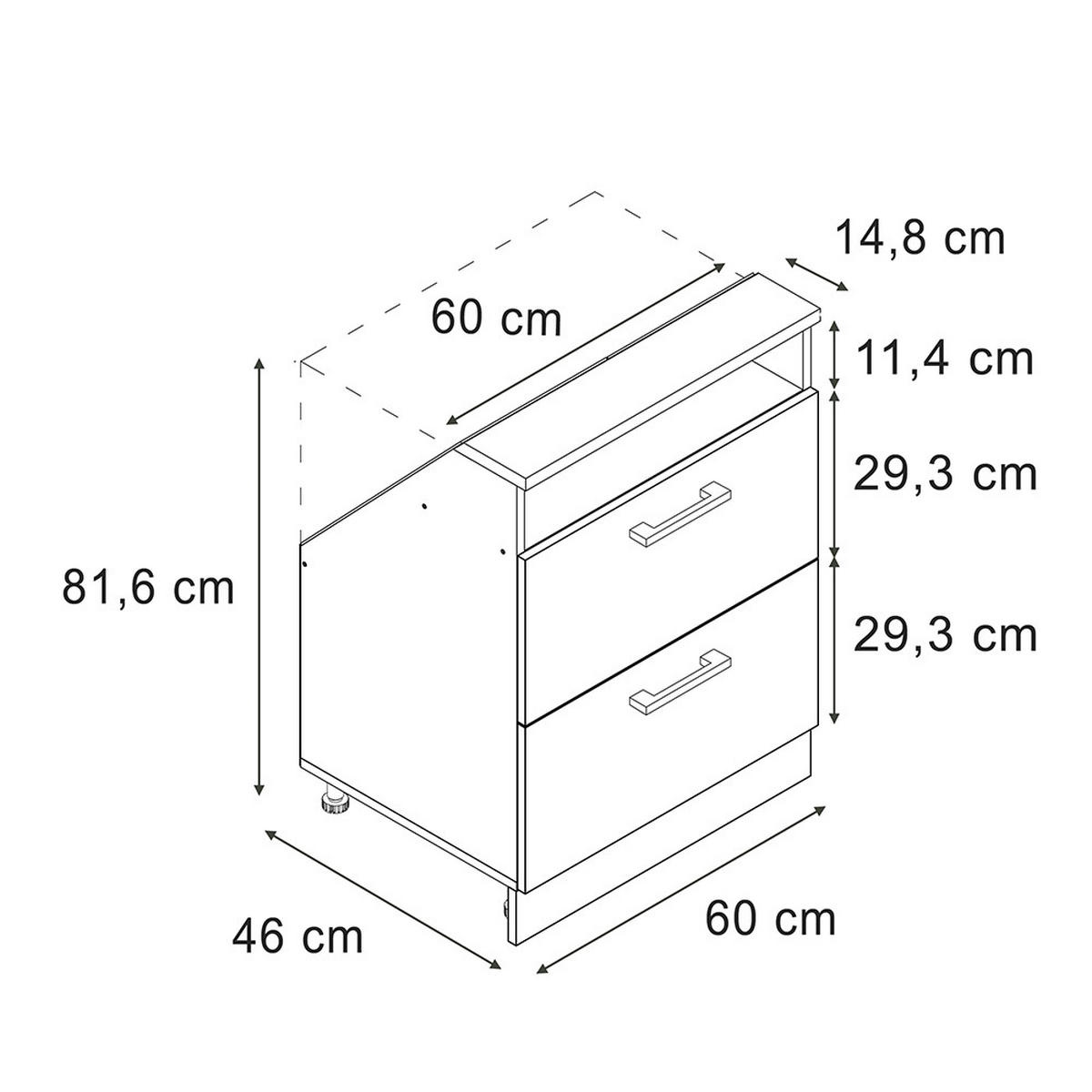 DACHSCHRÄGENSCHRANK Rion Bordeaux Hochglanz/Weiß mit 2 Schubladen - Bordeaux/Weiß, Holzwerkstoff (60/81.6/46cm) - Vicco