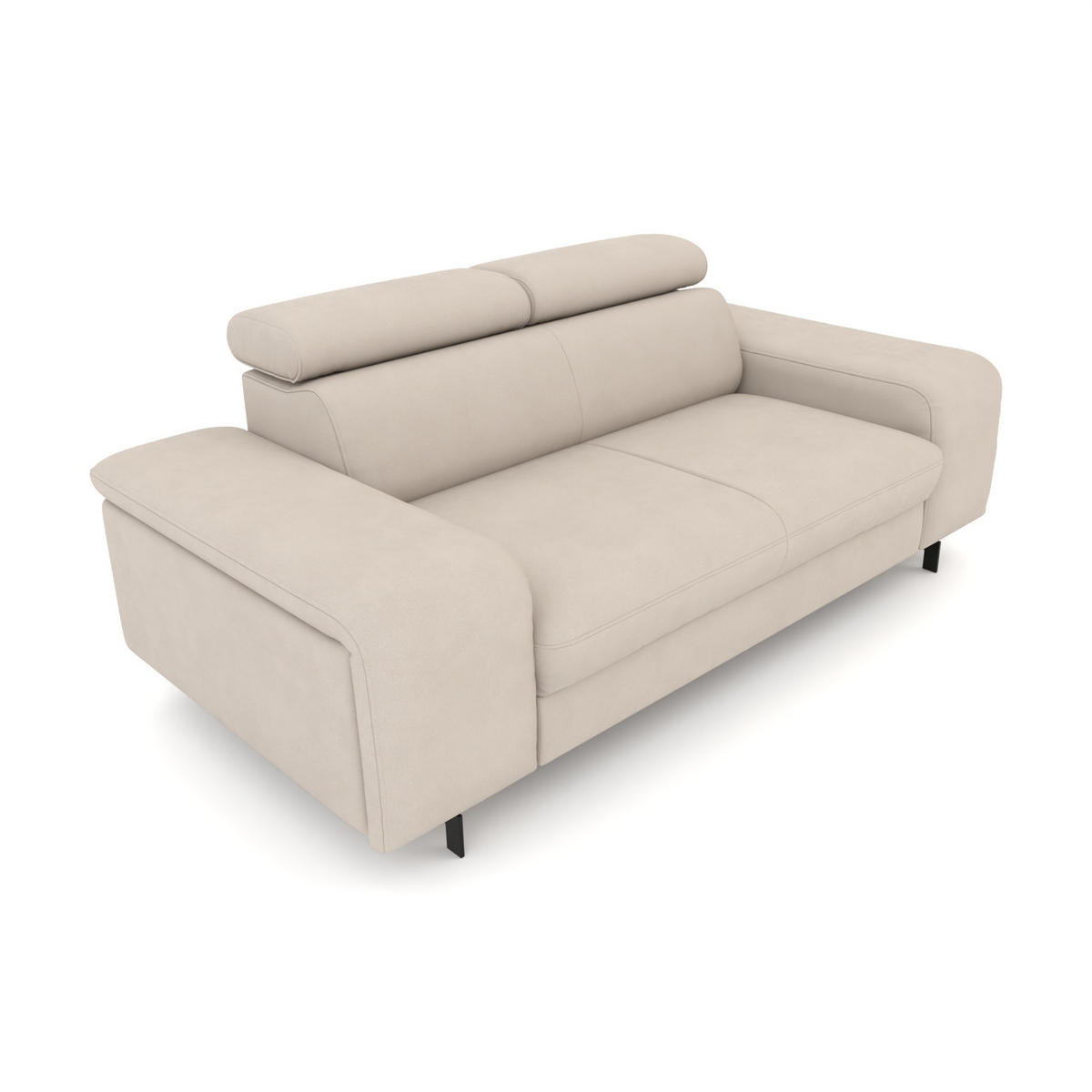2,5-SITZER Vaasa Flachgewebe Beige klappb. Kopfstützen 198/100/81 cm - Naturfarben, Kunststoff/Textil (198/81/70cm) - foamnova