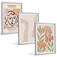 BILDER SET 3er Set - 40x60 cm Silberner Rahmen - Moderne abstrakte Frau - Silberfarben, Kunststoff (40/60cm) - TULUP