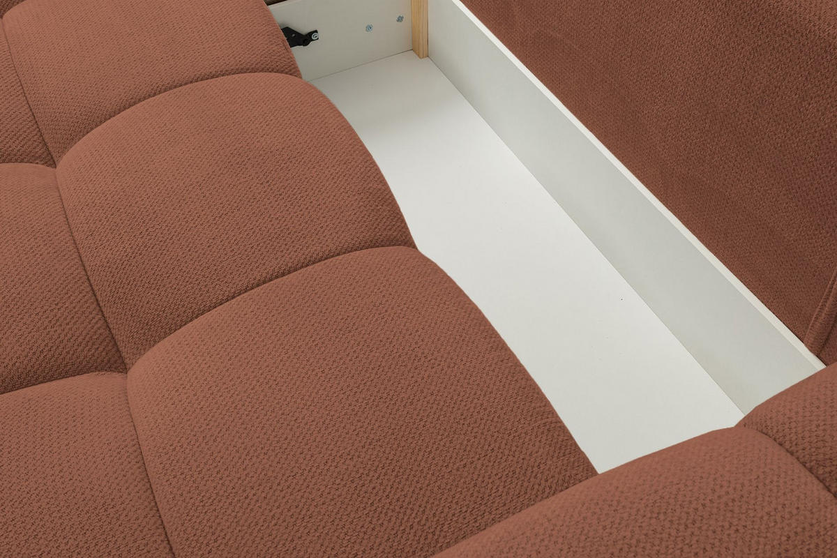 ECKSOFA Taremi mit Chenillebezug Kupfer, beidseitig - Schwarz/Kupferfarben, Textil (267/185cm) - Selsey