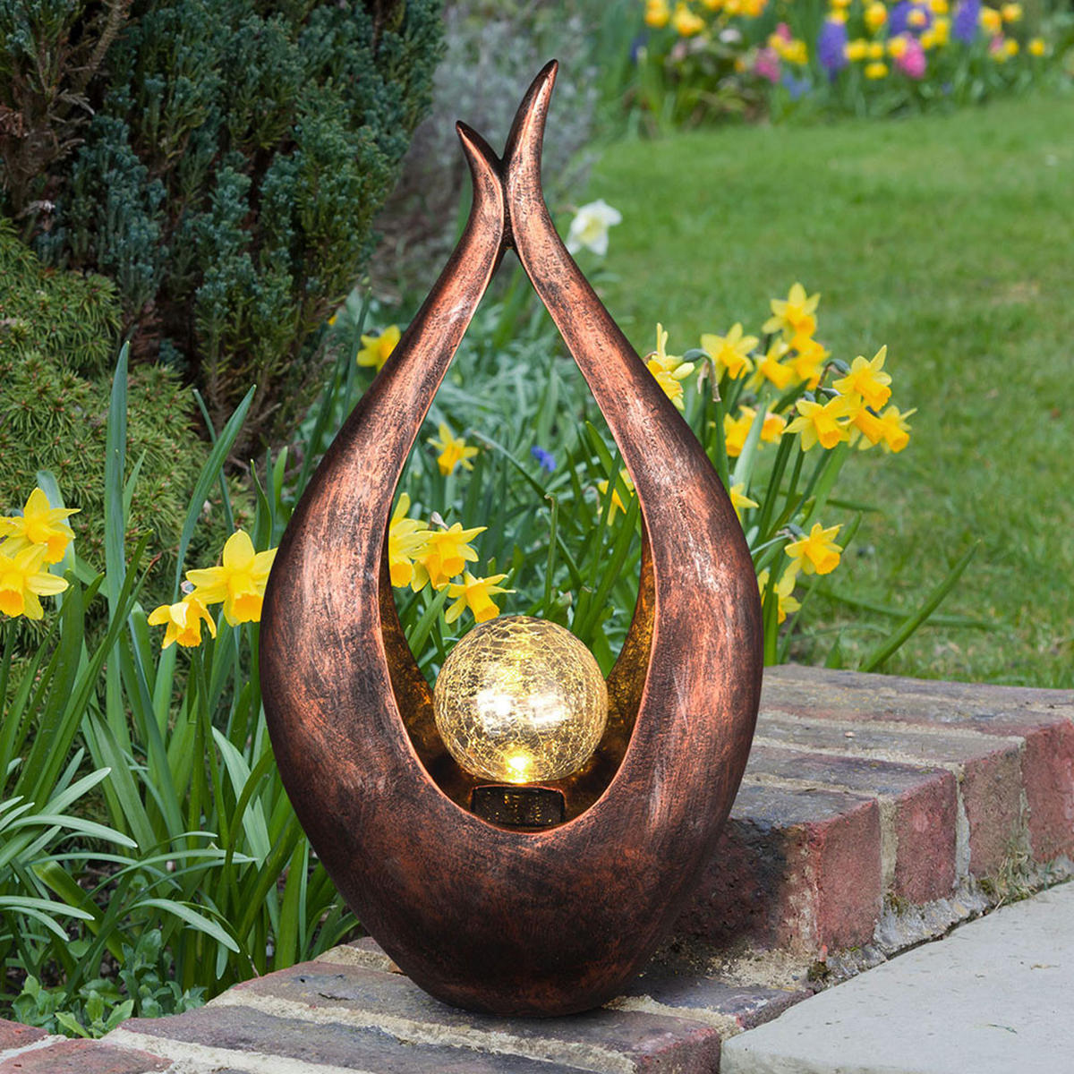 LED AUSSENLEUCHTE MONA Bronze Glas - Bronzefarben, Glas/Kunststoff (13/47.5/25cm)