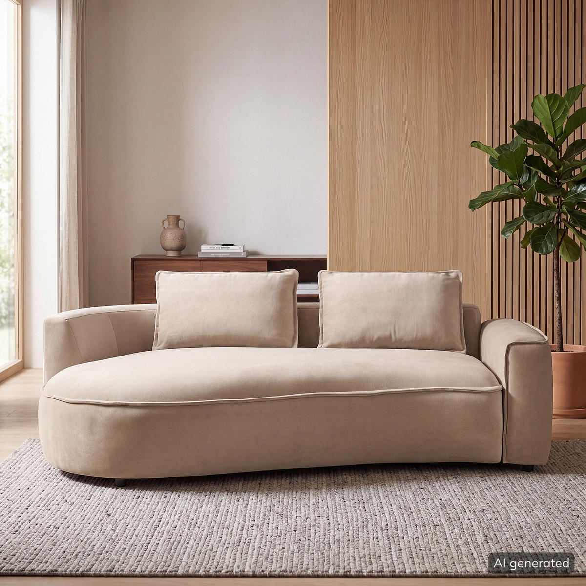 2,5-SITZER SOFA - Beige/Schwarz, Kunststoff/Textil (217/82/146cm) - home24