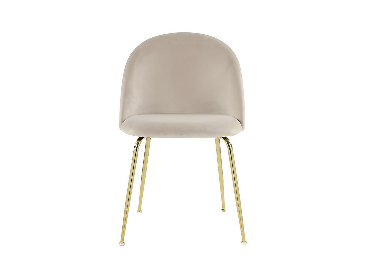 STUHL 6er-Set - Samt & Goldfarbenes Metall - Beige - MELBOURNE - Beige, Textil (55/77/50cm) - Vente-Unique