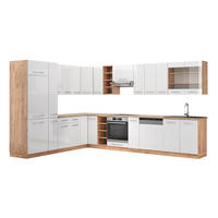 ECKKÜCHE Fame-Line Weiß Hochglanz/Goldkraft Eiche 347 x 257 cm AP Eiche - Weiß Hochglanz/Eiche Wotan, Holzwerkstoff (347/81.6/60cm) - Vicco