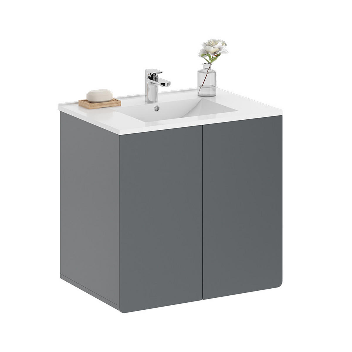 WASCHBECKENUNTERSCHRANK Izan Grau - Grau, Holzwerkstoff (61.8/57.8/44.8cm) - Vicco