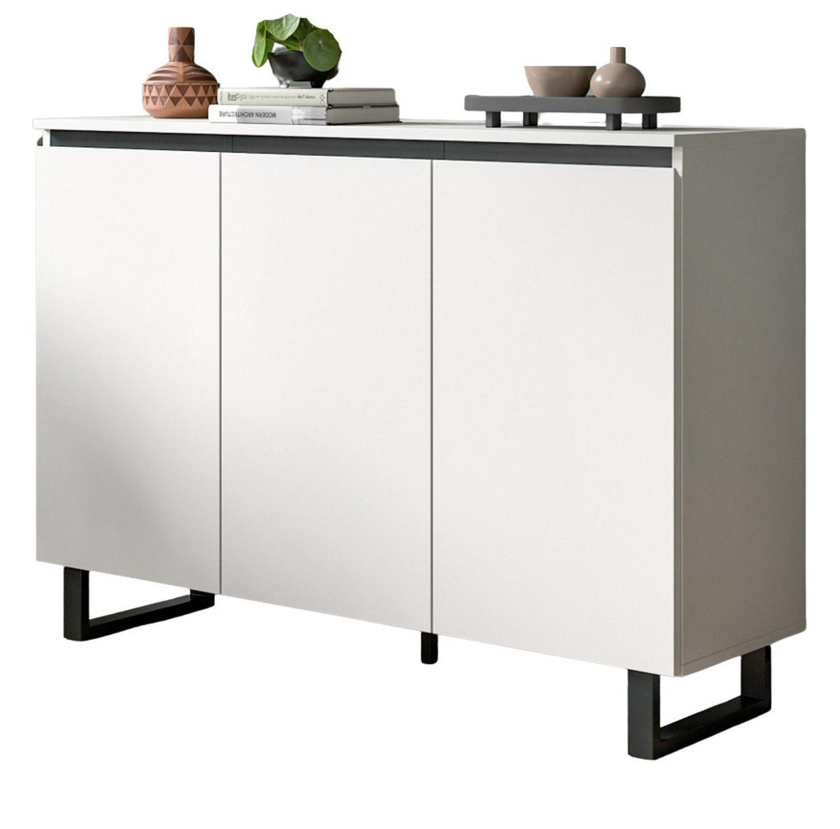 SIDEBOARD weiß, schwarz, Kommode 120 x 84 cm mit Soft-Close, Gelia - Schwarz/Weiß, Holzwerkstoff/Metall (120/84/36cm) - Inn.Furn
