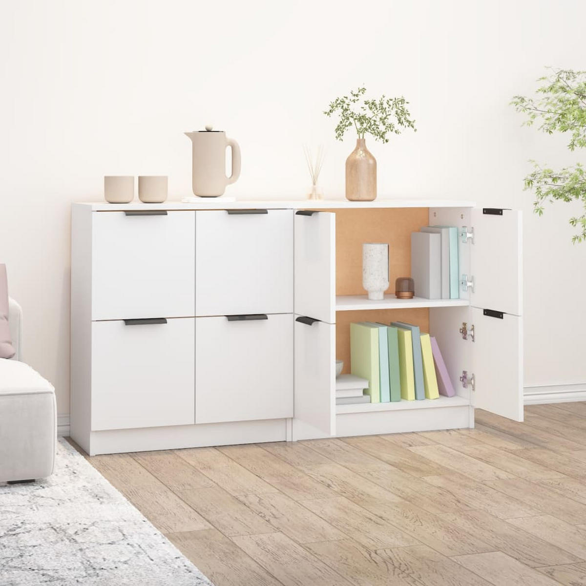SIDEBOARDS 2Er Set Weiss 60/30/70 Cm Holzwerkstoff - Weiß, Holzwerkstoff (30/70/60cm) - vidaXL