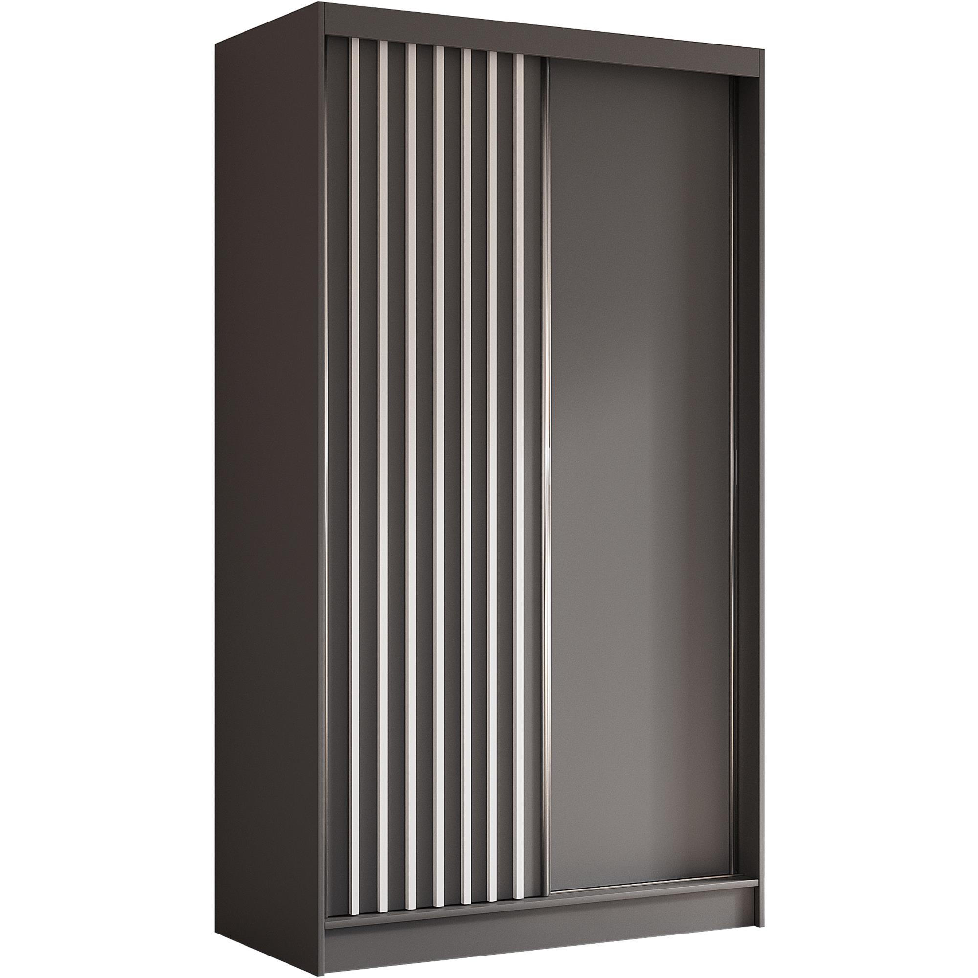 SCHWEBETÜRENSCHRANK Helios 120/216/61 grau+weiß mit Schubladen - Weiß/Grau, Holzwerkstoff (120/216/61cm) - Beautysofa