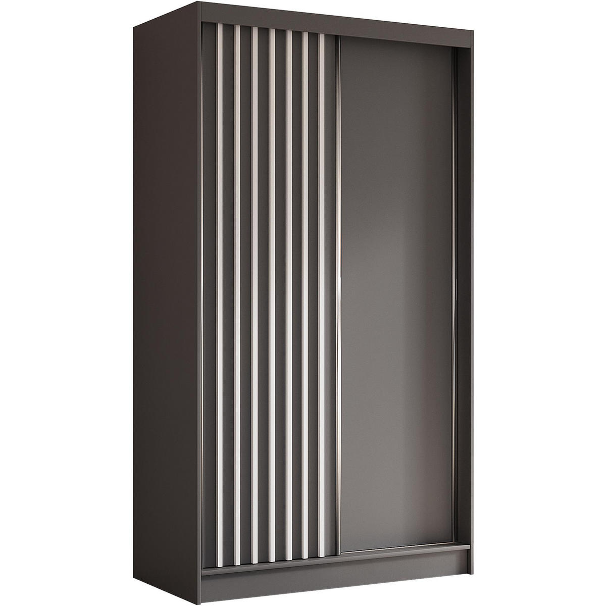 SCHWEBETÜRENSCHRANK Helios 120/216/61 grau+weiß mit Schubladen - Weiß/Grau, Holzwerkstoff (120/216/61cm) - Beautysofa