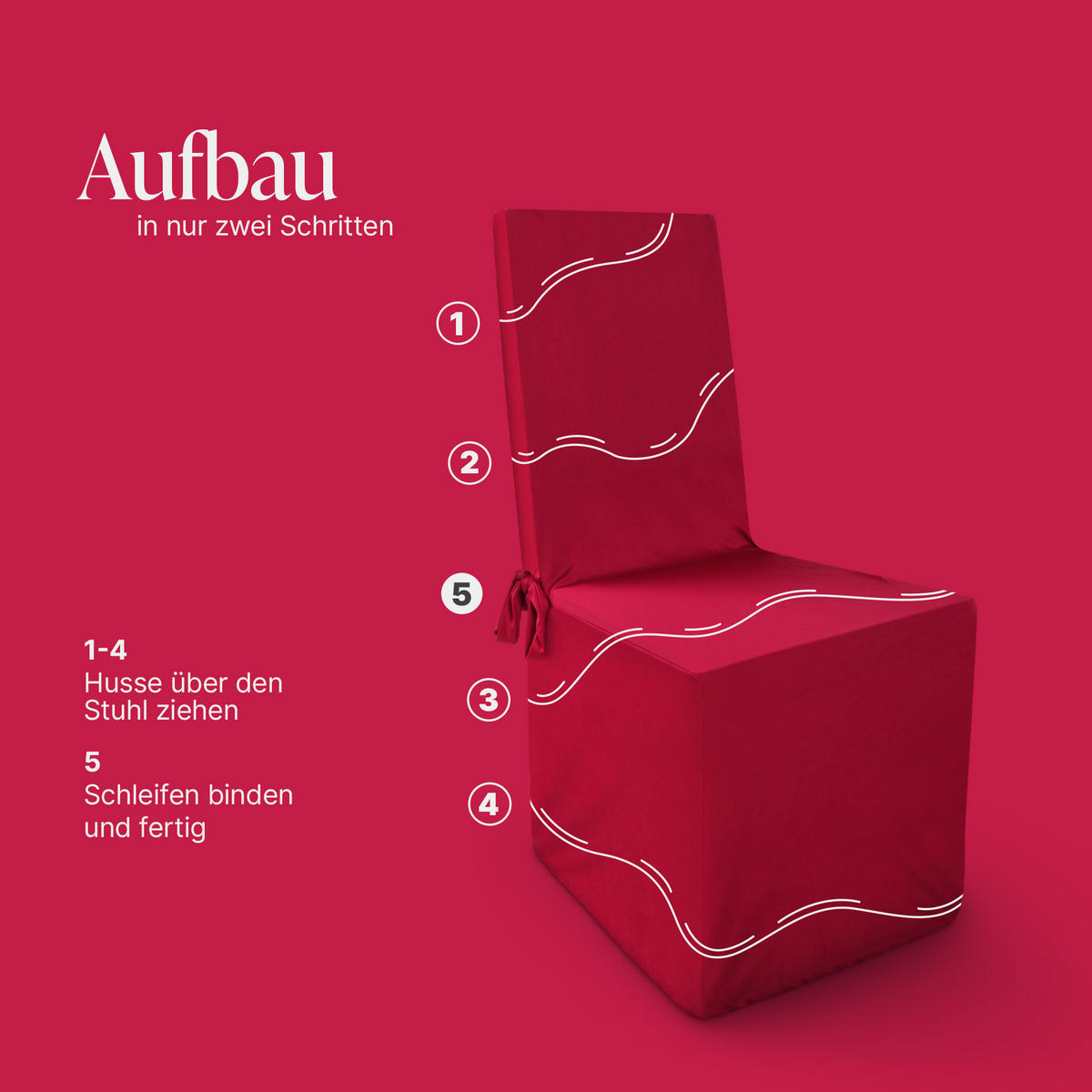 STUHLHUSSE ( Rot ) - Stretchhusse für eckige Stuhllehnen - ( 45 cm x 96 cm ) elastischer Bankett Stuhlbezug - Rot, Textil (45/96cm) - Bestlivings