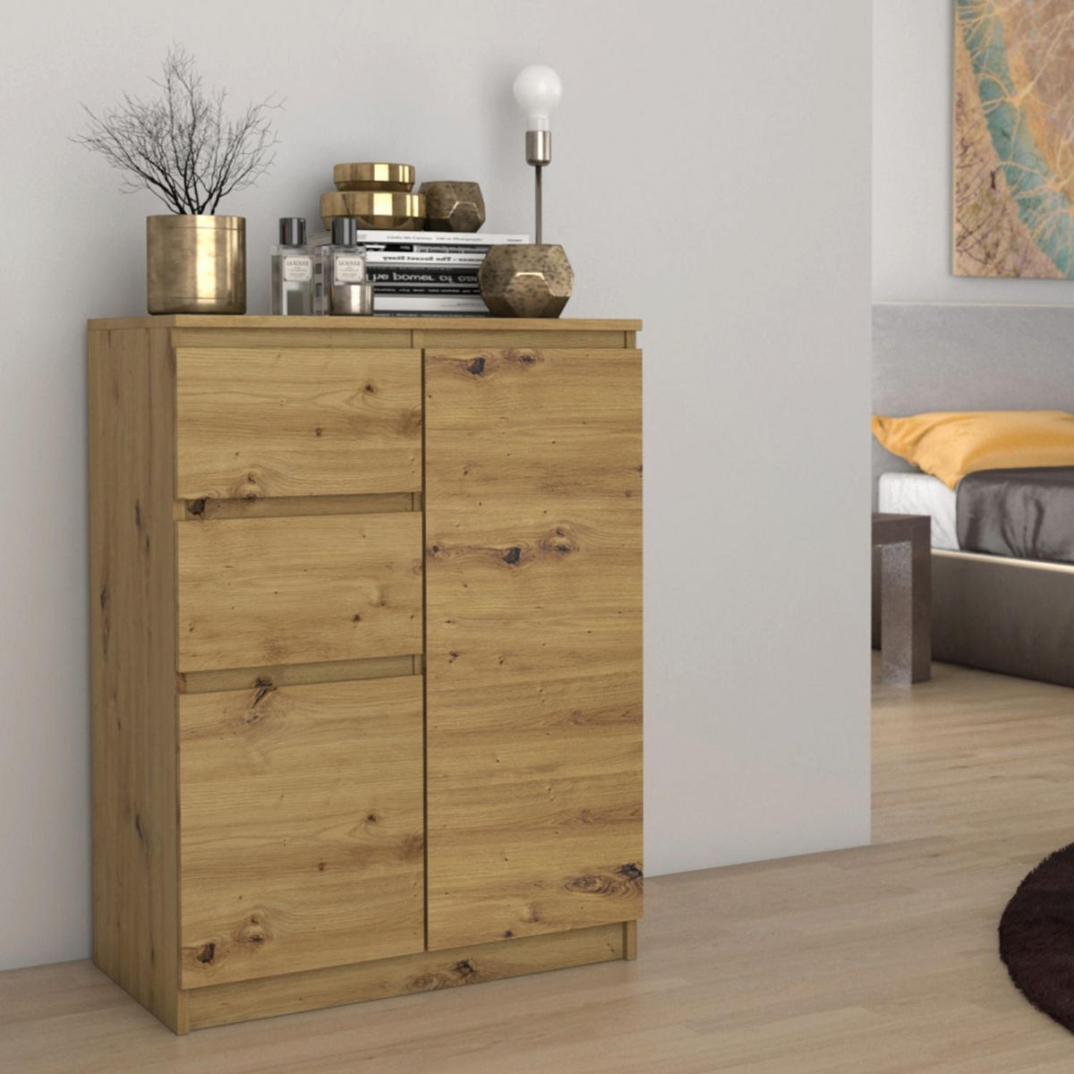 KOMMODE Kelly - Eiche Wotan, Holzwerkstoff (70/97/40cm) - kommodly