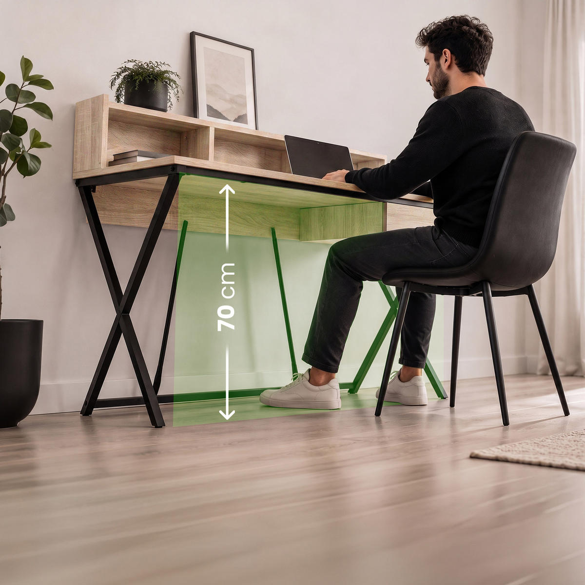 SCHREIBTISCH FLEXO 100 cm Eiche Sonoma - Schwarz/Sonoma Eiche, Holzwerkstoff (50/100/89.5cm) - Akord