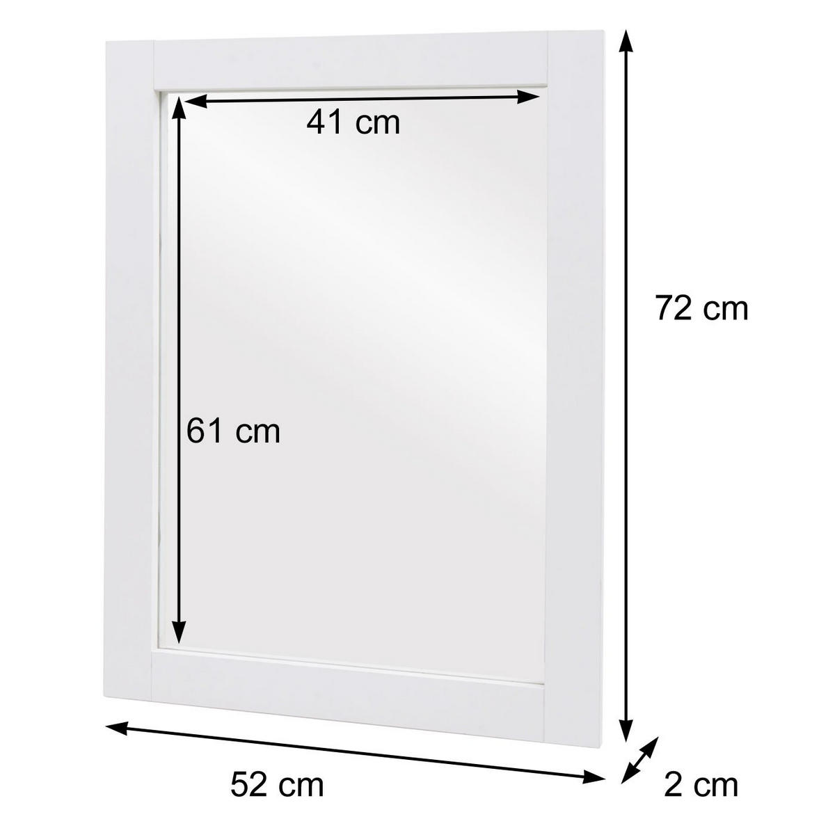 WANDSPIEGEL Weiß - Weiß, Holzwerkstoff (52/72/2cm) - MCW