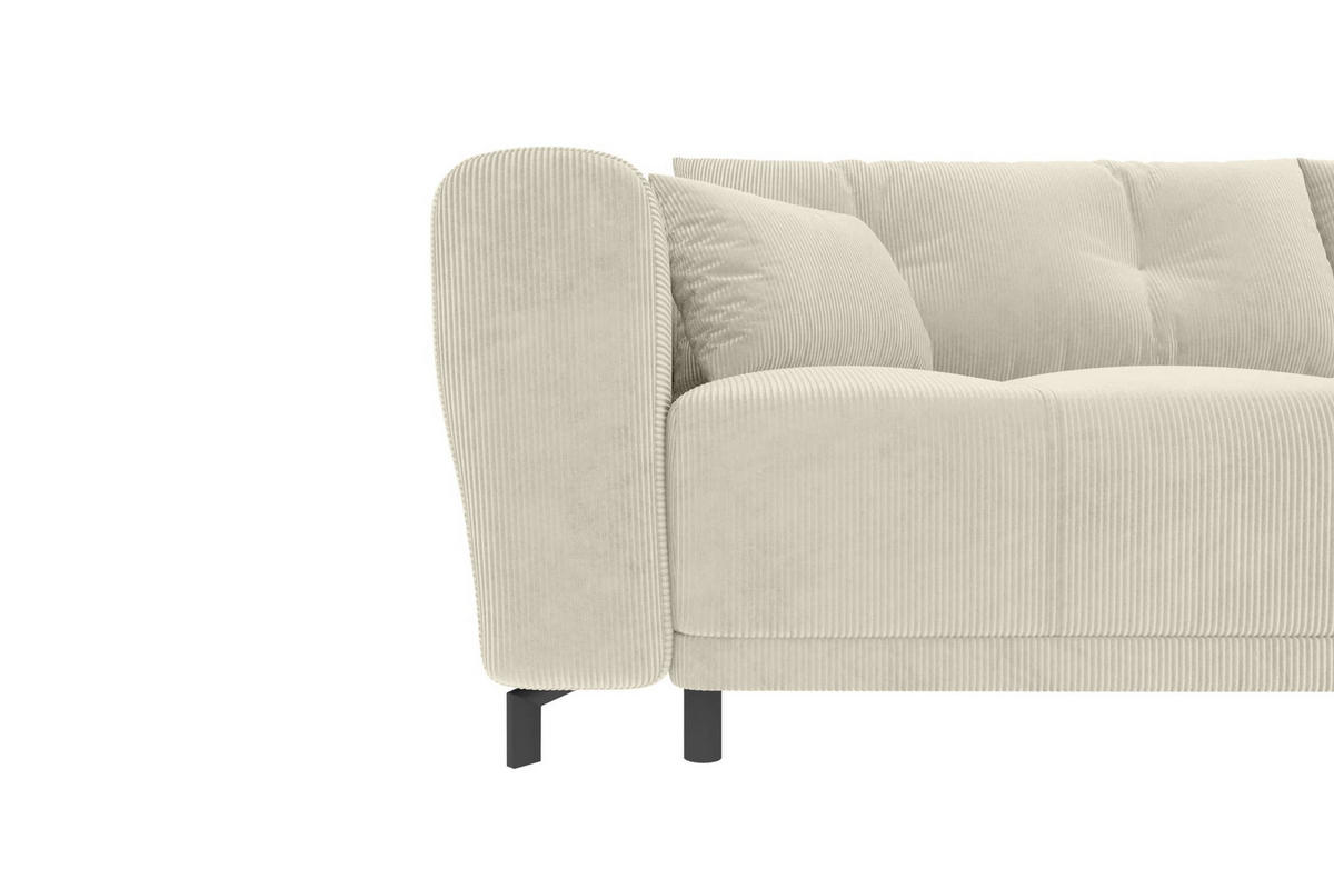 ECKSOFA Massimo Cordstoff Greige inkl. Schlaffunktion Rechts - Greige/Schwarz, Textil/Metall (246/177cm) - 99rooms